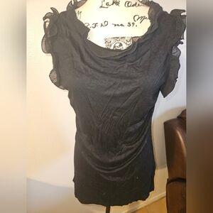 Kische Womans Black Sleeveless Ruffle Sleeve Top Size Xl
